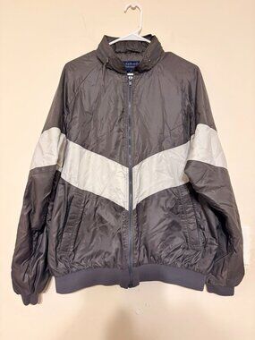 VTG Vintage 1980's Men's Duckster 532 Gray/White Full Zip Windbreaker Jacket XL